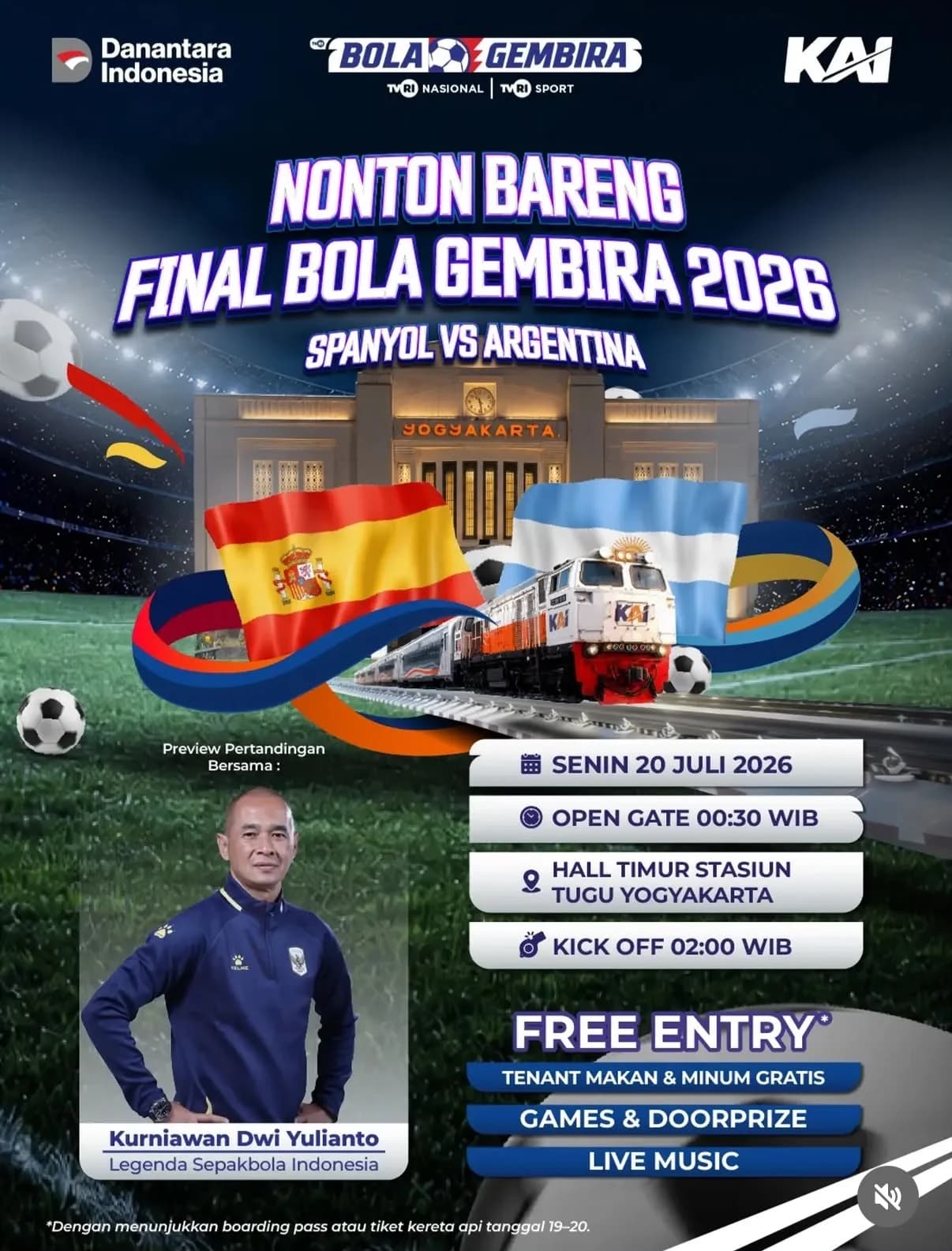Nobar Final Piala Dunia di Kereta! KAI Tayangkan Spanyol vs Argentina di 14 Perjalanan