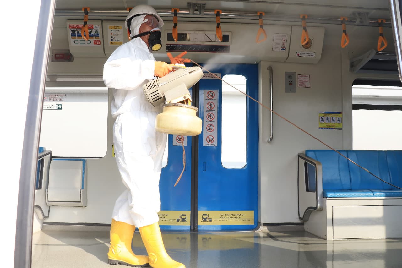 Upaya Pencegahan Corona Virus di LRT Sumsel Terus Ditingkatkan