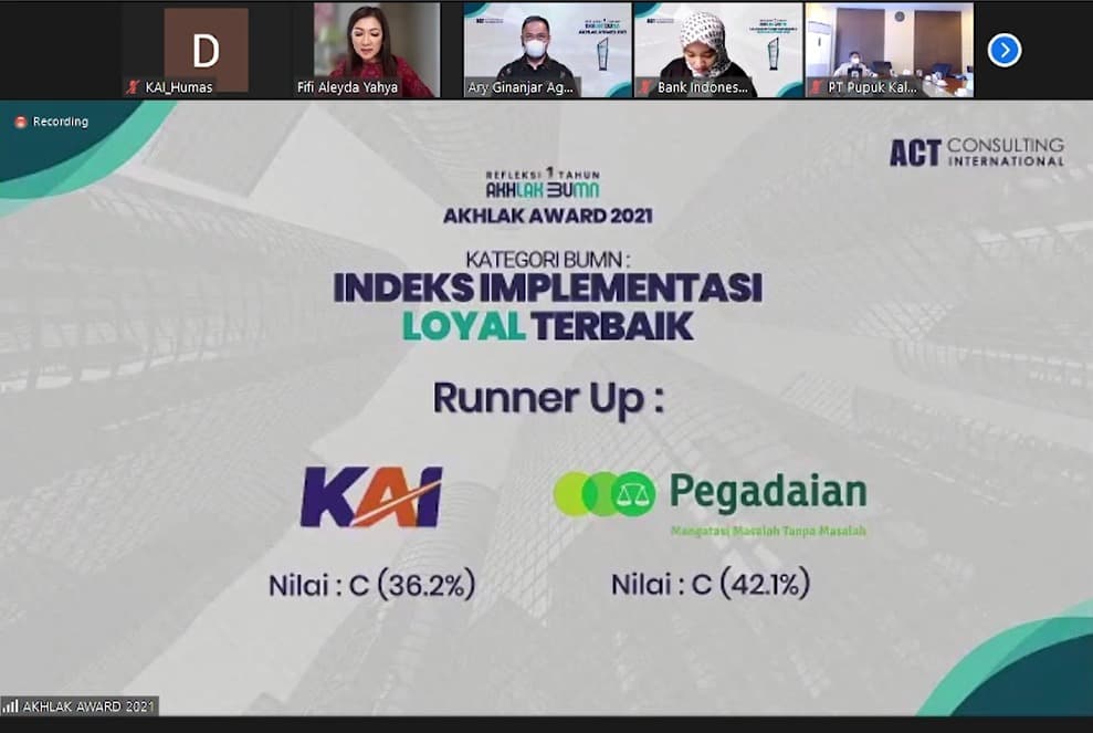 Terapkan Core Value AKHLAK pada Perusahaan, KAI Group Raih 8 Penghargaan dari Menteri BUMN