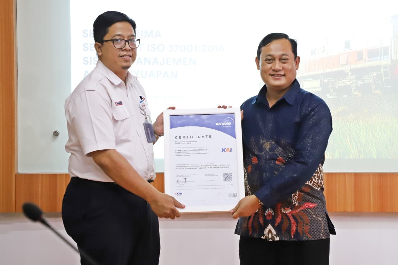 Konsisten Wujudkan KAI Bersih, Bebas Suap, Bebas Korupsi, KAI Perluas Sertifikasi ISO 37001:2016 Sistem Manajemen Anti Penyuapan