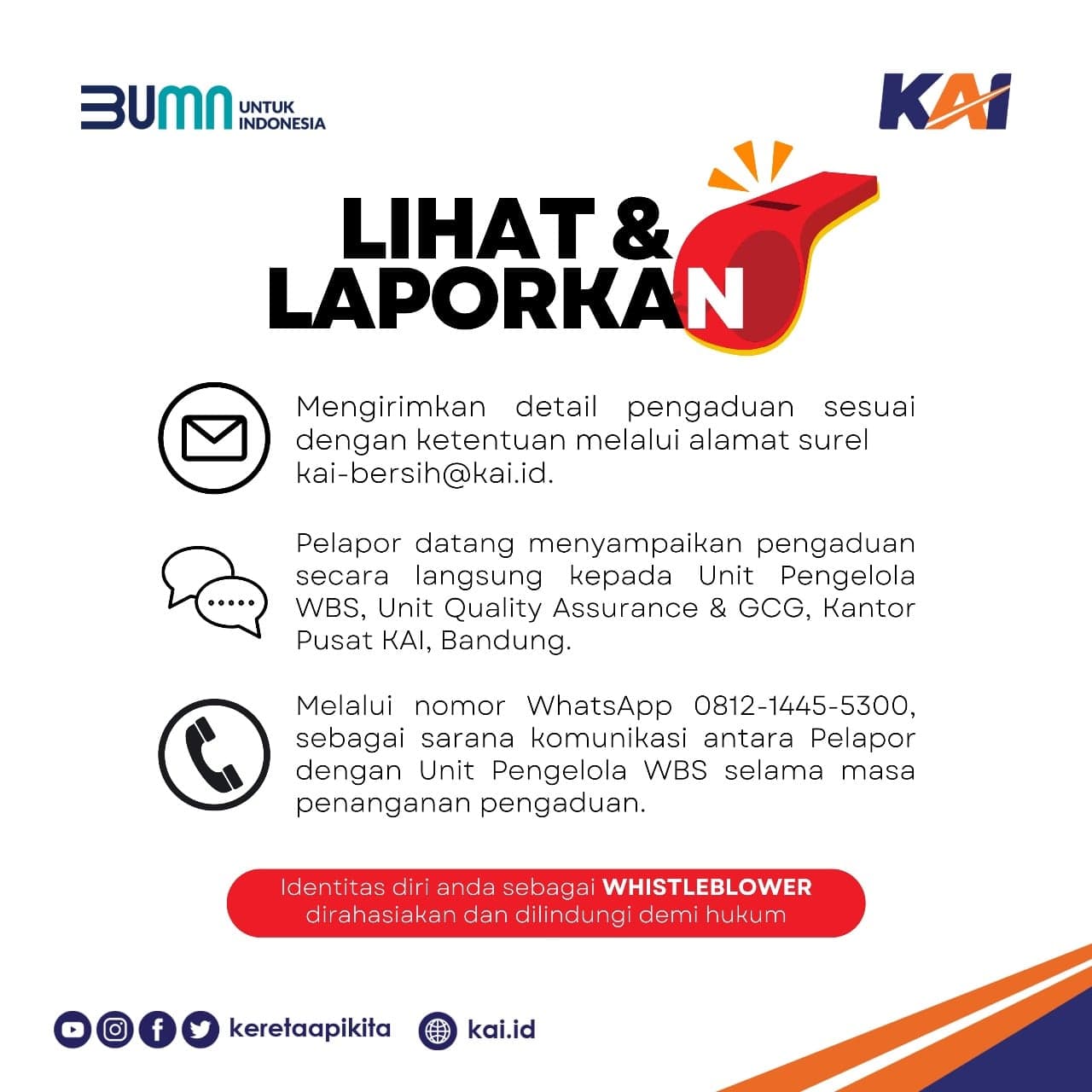 Pentingnya Whistleblowing System KAI dalam Membangun Integritas Pegawai