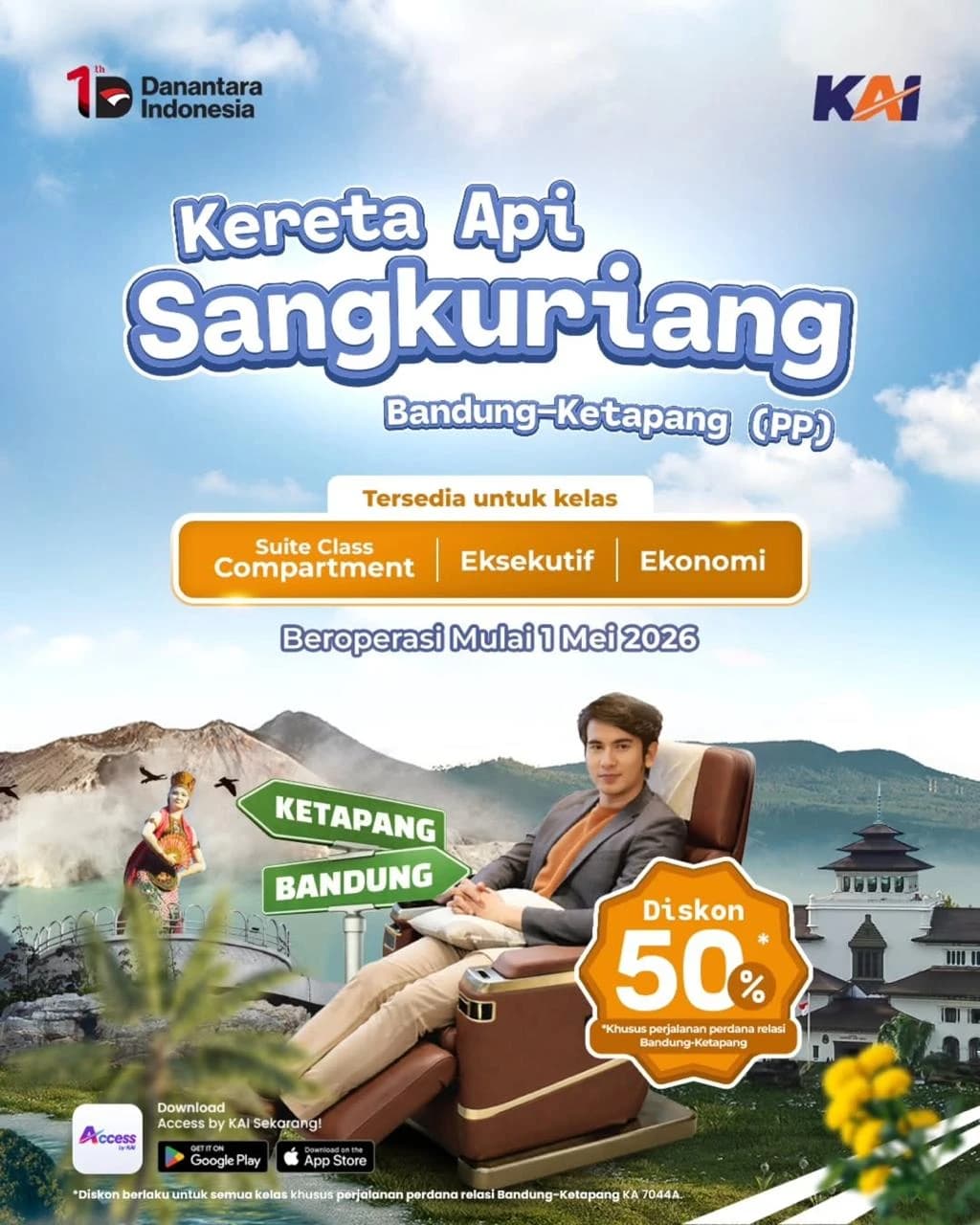 KA Sangkuriang Layani Rute Langsung Bandung–Banyuwangi, Tiket Perdana Diskon 50%